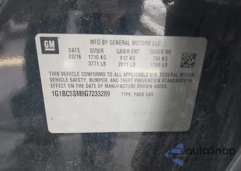 2016 Chevrolet Cruze Ls Auto z USA, uszkodzony, nr VIN 1G1BC5SM8G7233289